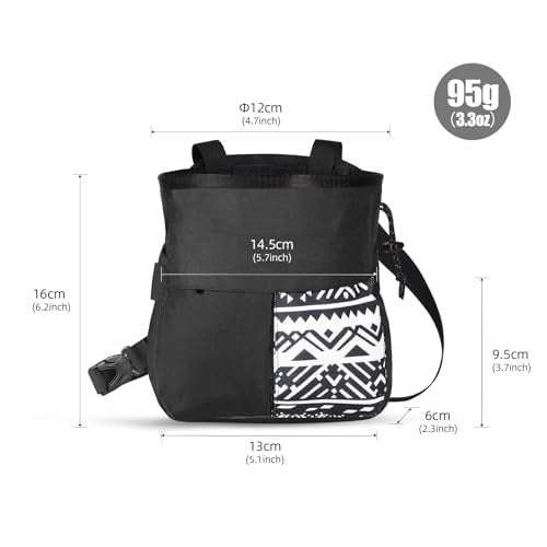 Drfeify Mountaineering Chalk Bag, Large Capacity Travel Bag with Independent Front Pocket, Outdoor Sports Gear for Climbers Hikers - size: Small Black