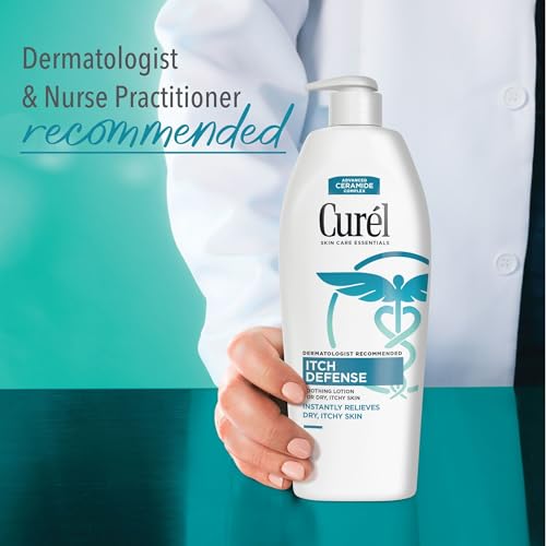 Curel Itch Defense Calming Body Lotion, Moisturizer for Dry, Itchy Skin, Body and Hand Lotion, with Advanced Ceramide Complex, Pro-Vitamin B5, Shea Butter, 13 Oz, Pack of 3 | Soothes Itchy Skin, Prevents Eczema Flare-Ups, Ceramide Moisturizer, Fragrance-F