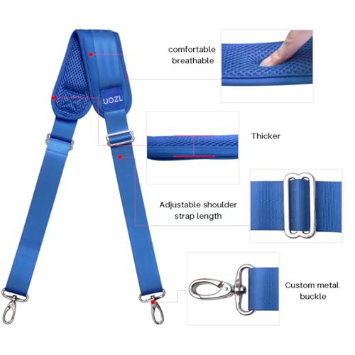 59 Inch Shoulder Straps, Soft with Ultra-Thick Fixed Shoulder Pad, Two Way Independently Adjustable Buckle Replacement Straps for Laptop Bag Messenger Bag Tool Bag Luggage,Blue - color: Blue, size: 59 inch