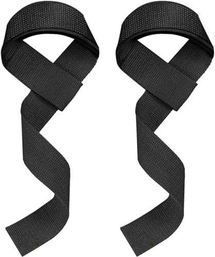 WSAKOUE Lifting Straps, Weightlifting Straps, Deadlift Straps with Padded Neoprene for Power Lifting, Bodybuilding, Gym Workout, Strength Training & Fitness Workout, Resistance - color: Black