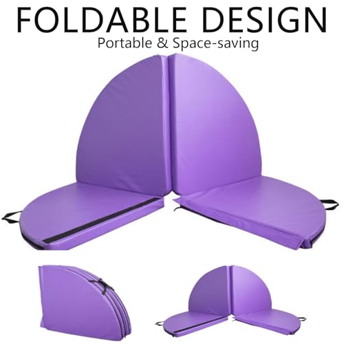 Foldable Pole Crash Mat, Pole Dance Mat, Anti-Collision Cushioned PU Leather Mat for Yoga, Gymnastics, Pole Dancing Light-Purple 2" Tx4.9'W