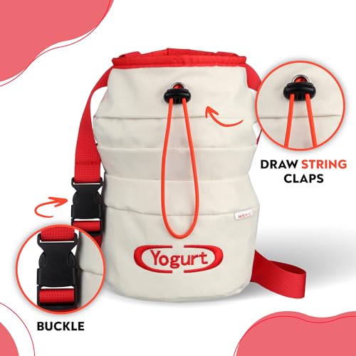 Chalk Bag for Rock Climbing, Bouldering, and Weightlifting - Asian-Inspired Design - Premium Chalk Bucket with Quick-Clip Belt, Zipper Pocket, Brush Holder - color: Yogurt