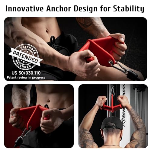 LAT Pull Down Bars Set, Triangular Stability LAT Pulldown Attachments with 8 Ergonomic Handles for Whole Back Training, Non-Slip Cable Machine Attachment for Gym Home Workout - color: Ruby Red