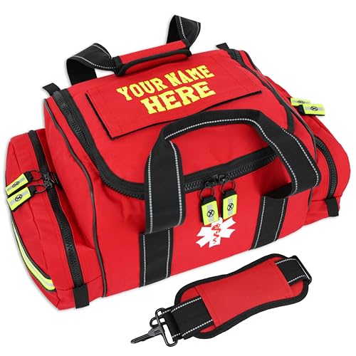 Lightning X Customizable Large EMT Medic First Responder EMS Trauma Jump Bag w/Embroidered Name - RED - color: Red