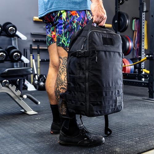 SERIOUS STEEL FITNESS Gym Bag, Rip-Resistant Fabric, Heavy Duty (Black, Backpack (Pro-Mini (26L) with Dividers)) - color: Black, style: Backpack (Pro-mini With Dividers)