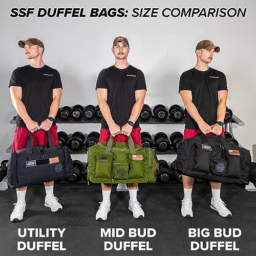 Serious Steel Fitness Gym Bag With Moveable & Removable Dividers Made from 1000D Nylon (Utility Duffel - Black) - color: Black, style: Sneaker Bag (Utility)