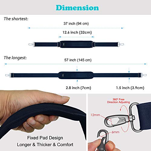 Bag Shoulder Strap, Padded Adjustable Shoulder Strap Replacement - color: Blue, size: 57"