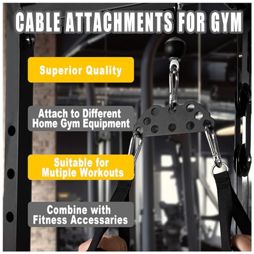 Multi-Grip LAT Pull Down Bar for Home Gym Fitness, Spreader Plate LAT Pulldown Attachments for Pulley System Cable Machine, Double to Single Cable Attachment Exercise Handle - color: MINI BAR
