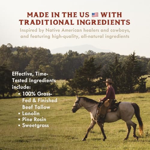 True Grit Tallow John Wayne Inspired Deep Moisture Salve – Ash and Oath Scent – Soothing Balm for Rough, Dry Hands – Grass-Fed & Finished Tallow, Beeswax & Lanolin – 2 oz