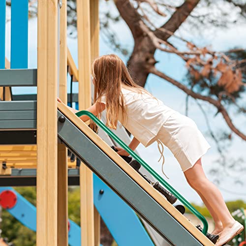 Lounsweer 2 Pcs,37 Inch Playground Safety Handles, Long Grab Bars,Green | Playhouse Ladder Handles, Treehouse Accessories, Rock Climbing Wall, Metal Grab Bars, Safety Handrails, Playground Equipment - color: Green, size: 37 Inch
