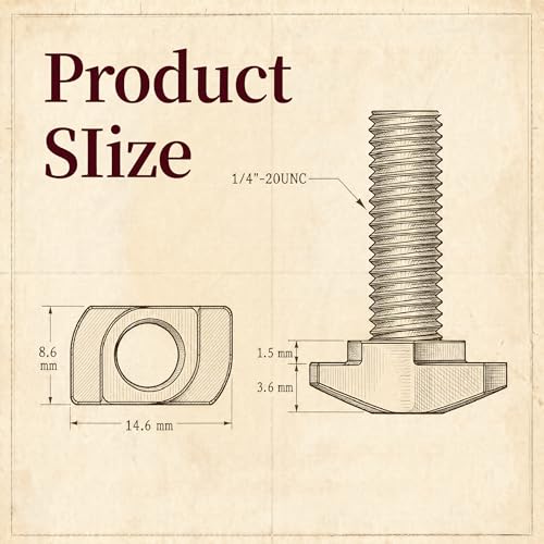 O'SKOOL T-Slot Bolts Drop-in 1" Length 20PCS, 1/4"-20 Thread, T Track Accessories for Woodworking Jigs and Fixtures,HWR009 - style: 1/4"-20 Threads, 1" Length, 20Pcs