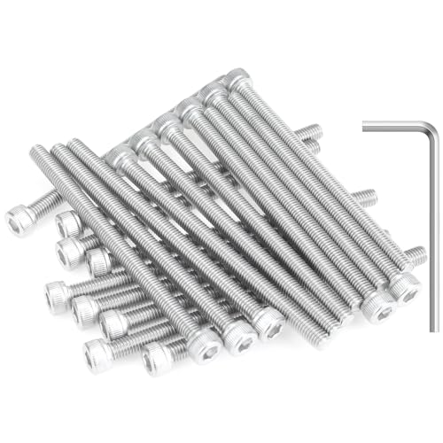 HELIFOUNER 20 Pieces M5 x 75mm, Thread Pitch 0.8mm, 304 Stainless Steel (18-8) Hex Socket Head Cap Screws, Fully Threaded - size: M5 x 75mm