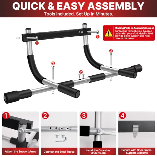 TOPOKO Pull Up Bar for Doorway, Heavy Duty Chin Up Station for Home Gym, Multi-Grip or Adjustable Door Frame Exercise Equipment for Upper Body Strength Training