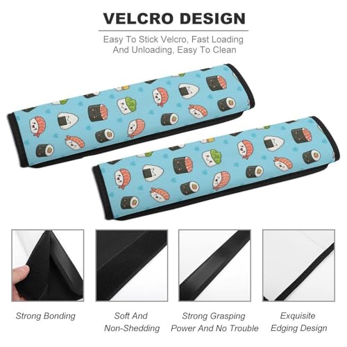 Universal Soft and Comfortable Car Seat Straps Shoulder Pads for Girls and Boys, Most Cars, 1 Pair Blue Sushi Harness Pads Strap Comfortable Driving - color: Pattern 207