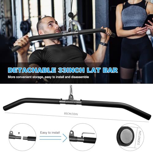 Wall Mounted Pulley System, Low Cable Machine Pulley System for LAT Pulldown, Biceps Curl Home Gym Equipment with Fitness Pull Down Bar, Tricep Rope - style: Wall Mounted Pulley System