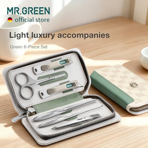 MR.GREEN Manicure Sets Light Luxury Nail Clipper Kits Personal Care Tools Fashion Contrasting PU Case (Mr-8884) - color: Mr-8884