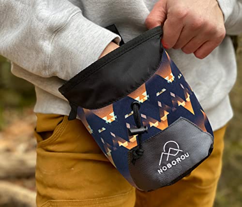 Rock Climbing Chalk Bag | Wide Opening & Fleece Lined | Removable Belt | Large Zippered Pocket | Brush Holder Loops | Bouldering, Gym, Crossfit - color: Dusk