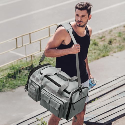 G4Free 3-in-1 Expandable Duffle Bag for Travel Gym, Large Duffel Backpack | 45L to 55L, with Shoes Compartment & Wet Pocket, for Men Women, Grey - color: Grey