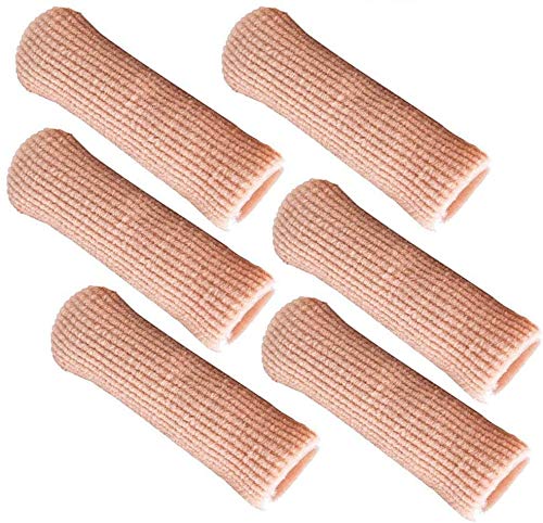 SOHLER 6 Packs Closed Toe Caps Finger Covers Sleeve Protectors, Stretchable Fabric Lined with Soft Gel (Small 3/8"x 2-1/2") - size: Small 3/8"x 2-1/2"