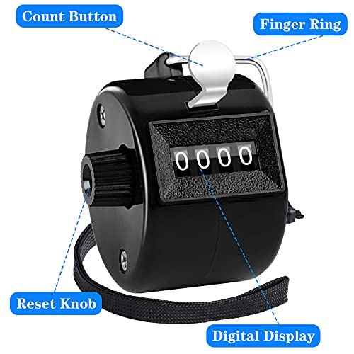 FEBSNOW 2 Pack Tally Counter Clicker 4 Digit Number for School Event | For Row Sport School Event Coaches, Mechanical 4 Digit Counting, Handheld People Clicker Counter - color: Black White
