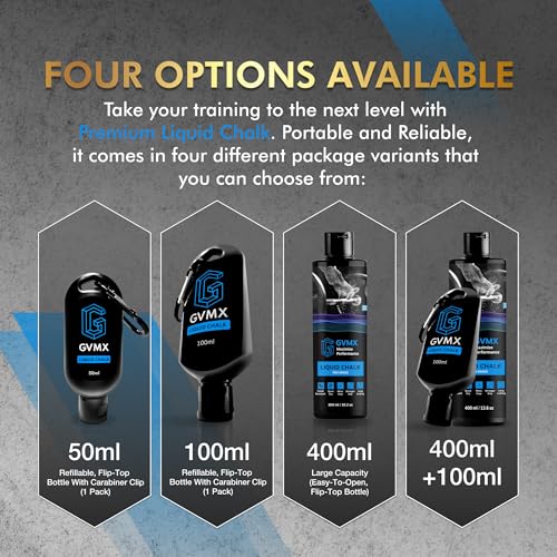 50ML/100ML/400ML Superior Grip Premium Liquid Chalk. Long Lasting Mess-Free Gym Chalk for Weightlifting, Gymnastics, Climbing. Fast Drying Refillable Gym Accessories. Package May Vary. - style: 400ML - 1 Pack