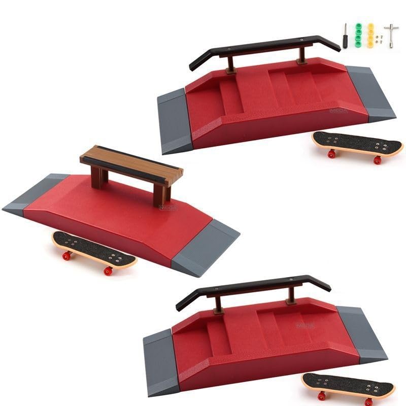 Fingerboard Obstacles Mini Skateboards Smooth Surface Plastic Skate Park Accessories with Fingerboard Wheels and Complete Tool Kit(C1) - color: C1