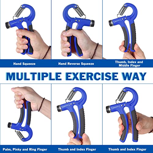 AIXPI Grip Strength Trainer, Hand Grip Exerciser Strengthener with Adjustable Resistance 11-132 Lbs (5-60kg), Forearm Strengthener, Hand Exerciser for Muscle Building and Injury Recover 2 Pack - color: Blue