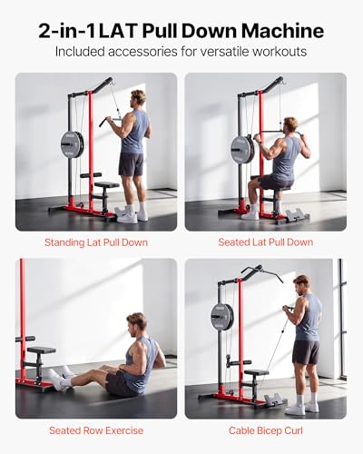 VEVOR LAT Pulldown Attachments, Cable Machine Rowing T-bar V-bar Tricep Pull Down Bar, Back Strength Training Rubber Coated Handle Grip, Bicep Curl Tricep LAT Pulldown Bar for Home Gym Fitness - size: 2-in-1 LAT Pulldown