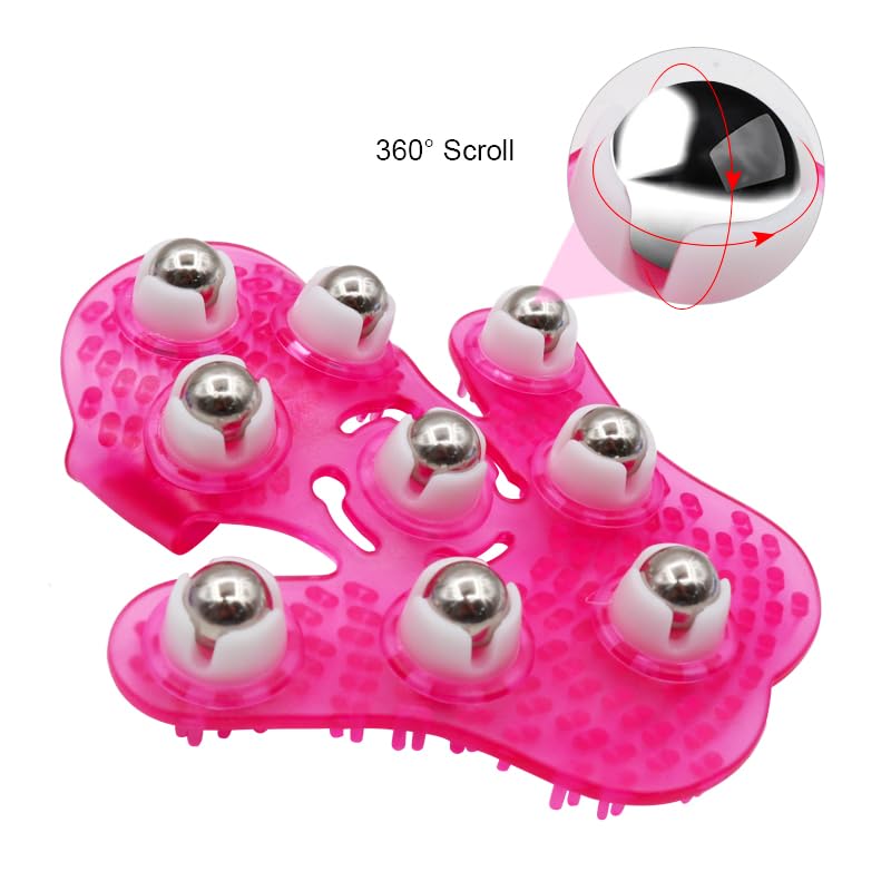 Roller Ball Body Massage Glove Anti-Cellulite Muscle Pain Relief Relax Massager for Neck Back Shoulder Buttocks Face Lift Tools (Purple) - color: Purple