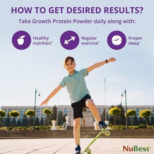 NuBest Tall Protein Powder for Kids & Teens - Whey Protein Powder - Chocolate Protein Powder Shake - Protein Drink with Probiotics, Omega 3-6-9, Vitamin D3 + K2, Calcium, Vitamin - 15 Servings