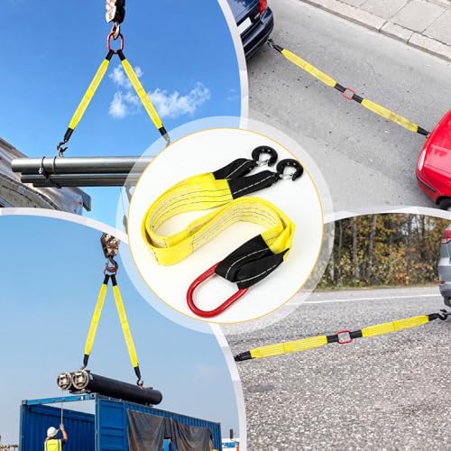 2 Pack Lifting Slings Straps with Hooks Web Slings Capacity Polyester Bridle Sling Heavy Duty Two Leg Lifting Straps for Engines Cranes Hoists Truck (3.3ft,Yellow) - color: Yellow, size: 3.3ft