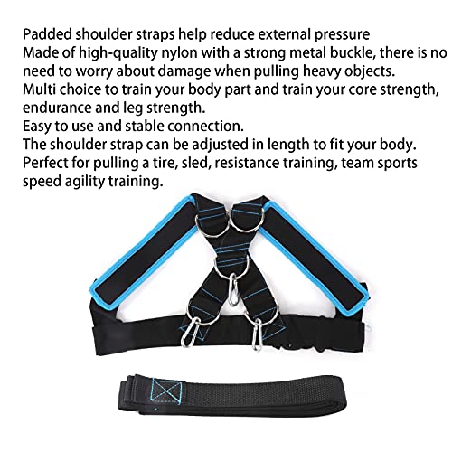 Weight Bearing Shoulder Strap, Nylon Resistances Strength Training Shoulder Bands Pulling Sled Harness Vest Bands with Pulling Strap for Football Workout - color: Black Blue