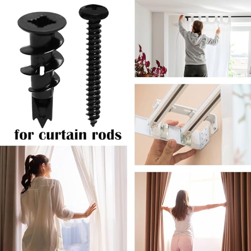 20Pcs Black Metal Self-Drilling Wall Anchors and Screws for Drywall | #8 Hollow Drywall Anchors and Screws Kit - 10 Heavy Duty Sheetrock Anchor + 10 1-1/4'' Screws for Hanging/Mounting-Upto 75lbs - size: Black Metal