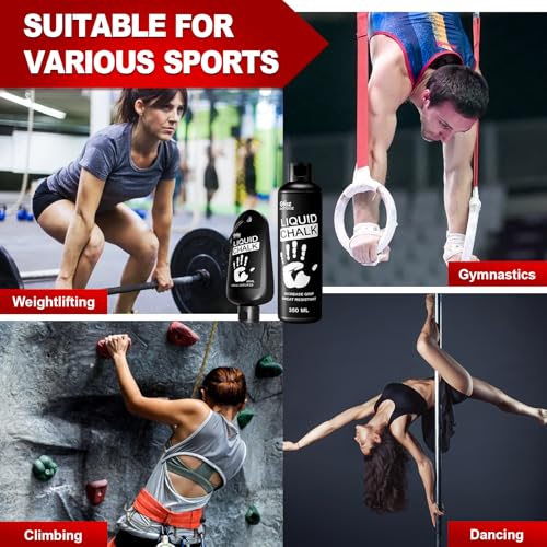 Liquid Chalk 2 oz 2 Pack, Gym Chalk with Carabiner Bottles | Mess-Free, Sweat-Resistant Grip for Weightlifting, Gymnastics & Rock Climbing; Retail Box Included
