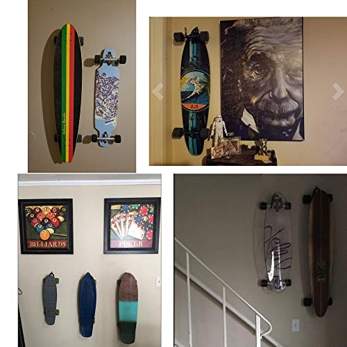 YYST Skateboard Wall Mount Wall Hanger Rack Storage Display - W/Hardware - No Board Included - W Style - 4/PK