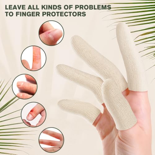 Evridwear 20PCS Cotton Finger Cots for Eczema, Cracked Skin, Calluses | Moisture Wicking Cotton Cushion Finger Covers Cot Sleeves Fingertips Protect for Men & Women,L/XL - size: 1 Pack Long