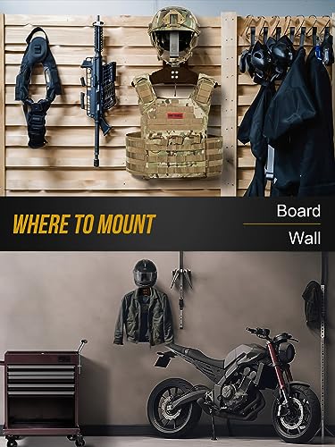 ONETIGRIS Tactical Gear Wall Mount, Motorcycle Helmet Holder Wall Mount Stand, Plate Carrier Rack Jacket Hanger Display Organizer for Police Football Cycling Suit - color: Walnut