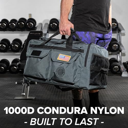 Serious Steel Fitness Gym Bag, 1000D Nylon Duffel Bag, Heavy Duty (Grey - Big Bud 2.0) - color: Grey, style: Duffel Bag (Big Bud)