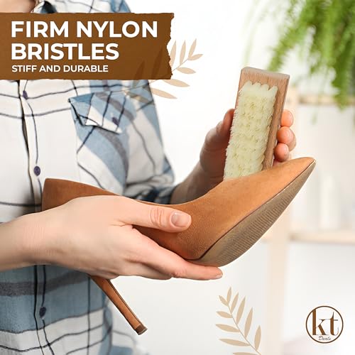 Small Shoe Cleaning Brush Set of 3 Brushes with Nylon, Boar and Horsehair Bristles, Wooden Sneaker Cleaner Brushes for Leather, Suede, Canvas, Textile, Bags and Accessories (3)