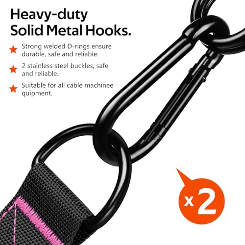 Exercise Handles, Cable Machine Handles for Gym Cable Attachments Training | 2 Pack Heavy Duty Handle with Non Slip Grip for Cable Machines, Pull Down Workouts, Resistance Bands and Home Gym Equipment - color: Black-Pink