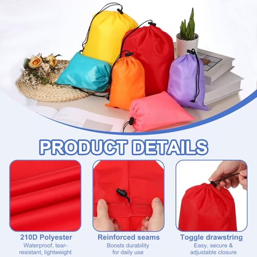 Drawstring Bag with Toggle, Stuff Sack String Waterproof Travel Storage Bags Cinch Stuff Pouch -Fitting for Yoga - color: Sky Blue/Red/Black