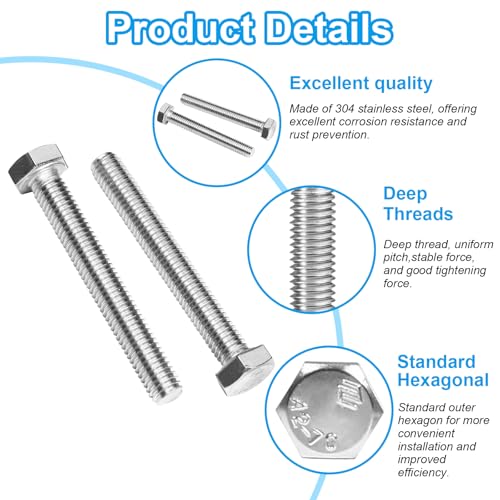 25 Pcs M8 Hex Bolts M8-1.25 x 20mm Hex Head Screw Bolt 304 Stainless Steel M8-1.25mm Hexagon Bolts Hex Head Screws, Metric Machine Fully Thread, Bright Finish - size: M8-1.25 x 20mm