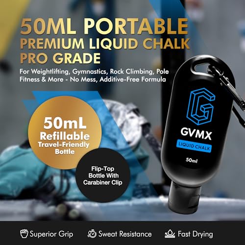 50ML/100ML/400ML Superior Grip Premium Liquid Chalk. Long Lasting Mess-Free Gym Chalk for Weightlifting, Gymnastics, Climbing. Fast Drying Refillable Gym Accessories. Package May Vary. - style: 50ML - 1 Pack