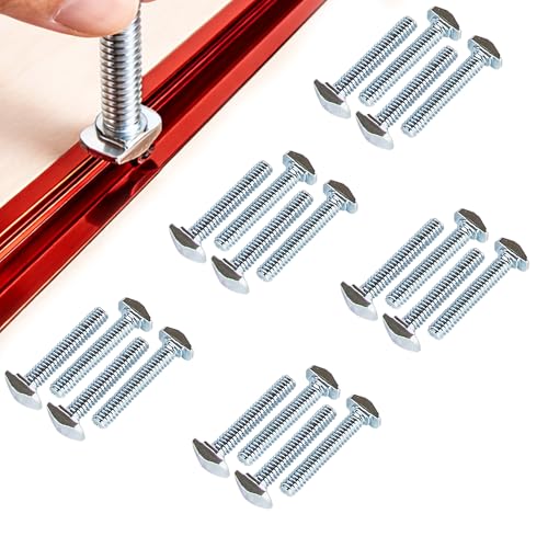 O'SKOOL T-Slot Bolts Drop-in 1-1/2" Length 20PCS, 1/4"-20 Thread, T Track Accessories for Woodworking Jigs and Fixtures,HWR010 - style: 1/4"-20 Threads, 1-1/2" Length, 20Pcs