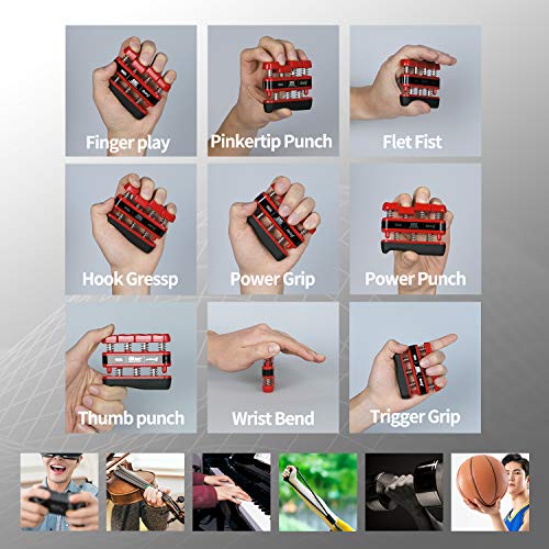 GM2 Grip Exerciser, Hand Exerciser, Finger Exerciser. 9lb(Black) 7lb(Red) 5lb(Blue) - color: Red