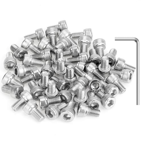 HELIFOUNER 50 Pieces M5 x 6mm, Thread Pitch 0.8mm, 304 Stainless Steel (18-8) Hex Socket Head Cap Screws, Fully Threaded - size: M5 x 6mm