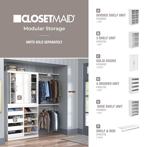 ClosetMaid Modular Storage Shelf Unit with Angled Shoe Shelves, White - color: White
