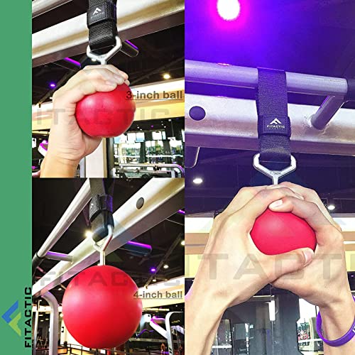 Rock Climbing Solid Training Cannonball Bomb Power Pull Up Ball Hold Grips for Straps for Finger, Forearm, Biceps, Back Muscles - color: Red (Groove 3")