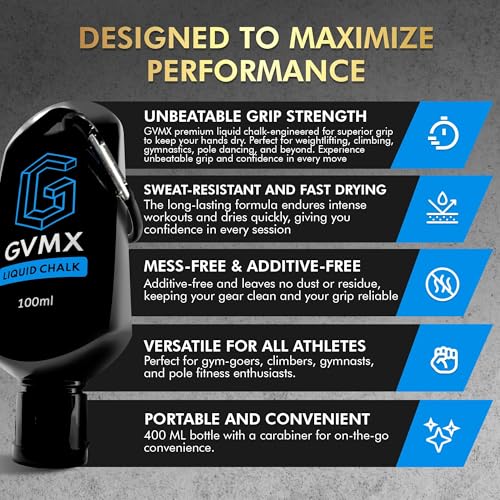 50ML/100ML/400ML Superior Grip Premium Liquid Chalk. Long Lasting Mess-Free Gym Chalk for Weightlifting, Gymnastics, Climbing. Fast Drying Refillable Gym Accessories. Package May Vary. - style: 100ML - 1 Pack