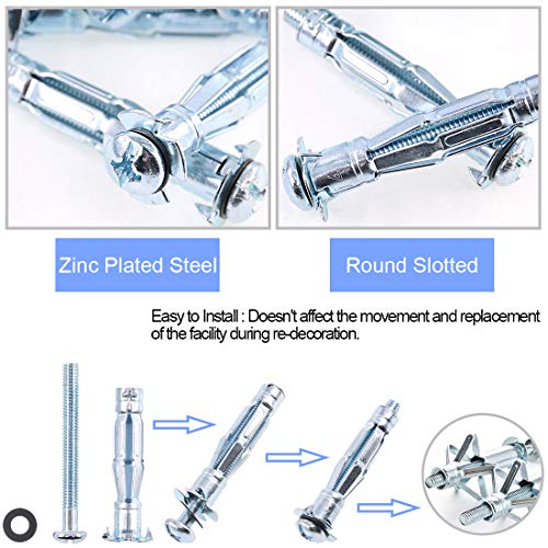 Glarks 30Pcs 5x65MM Heavy Duty Zinc Plated Steel Molly Bolt Hollow Drive Wall Anchor Screws Set for Drywall, Plaster and Tile (M5x65) - size: 5x65mm